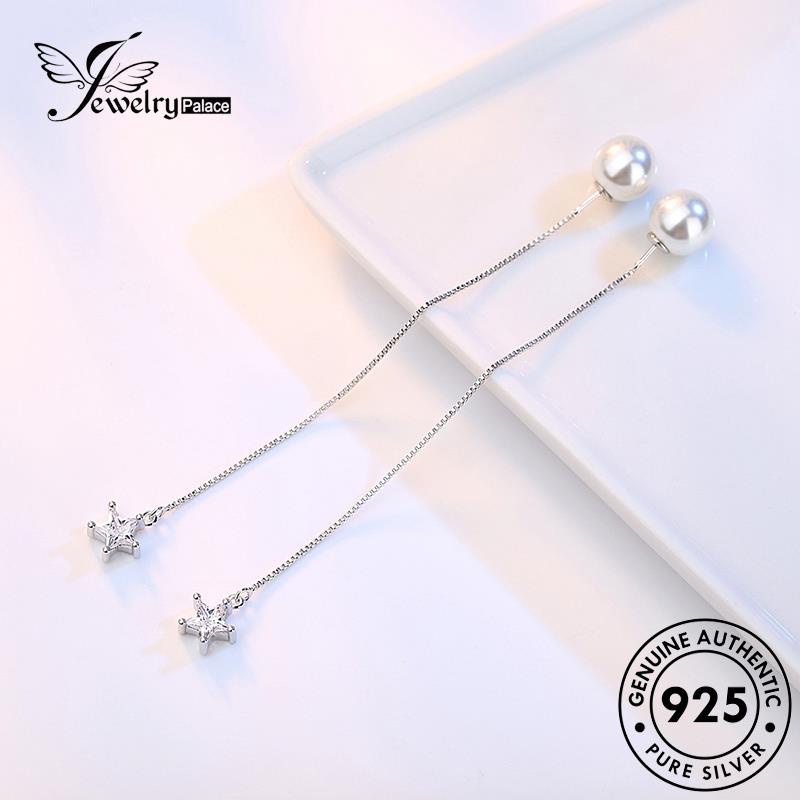 Jewelrypalace Anting Mutiara Asli Simple Wanita925Drop Silver Bintang E668