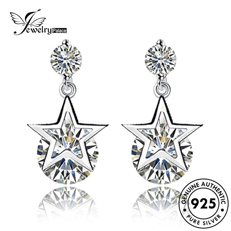 Jewelrypalace Anting Pentagram Asli925 Moissanite Wanita Perak Berlian Abadi Stud E734