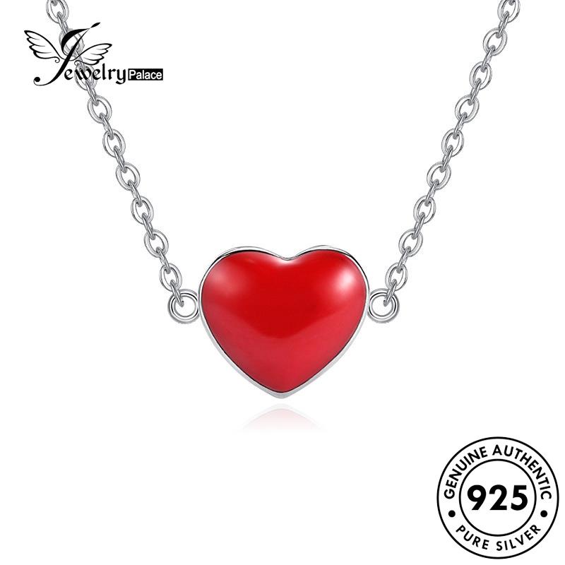 Jewelrypalace Creative Silver Asli Hati925 Wanita Kalung Merah N27