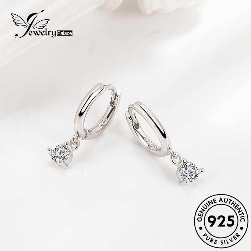 Jewelrypalace Romantic Hoop Anting Perak925 Berlian Asli Wanita Moissanite Senior E785