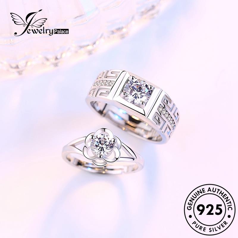 Jewelrypalace Cincin Couple Klasik Plum Perak Berlian Asli925 Moissanite R73