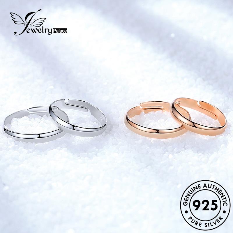 Perhiasanpalace Glossy925 Cincin Asli Perak Simple Couple Gold R85