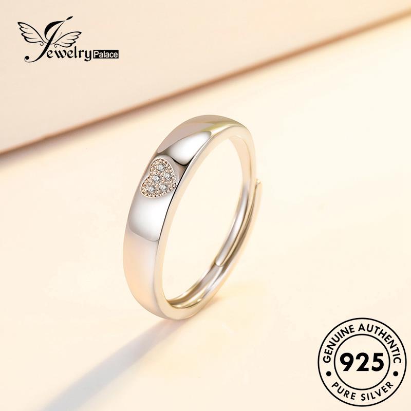 Jewelrypalace Berlian Simple Love Cincin Couple925 Perak Moissanite Asli R87