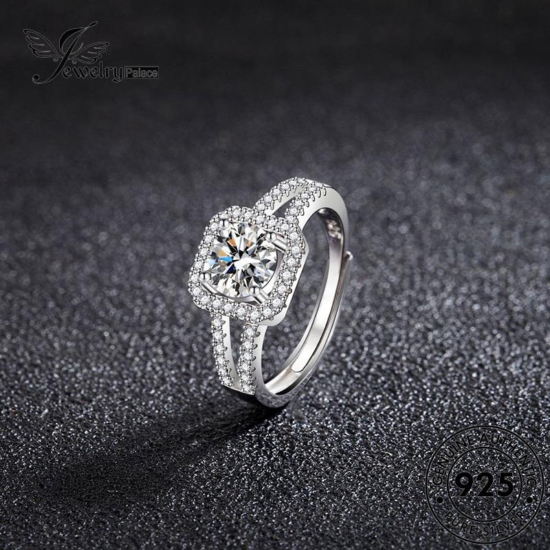 Jewelrypalace Cincin Perak Hollow 925baris Moissanite Berlian Asli Wanita R123