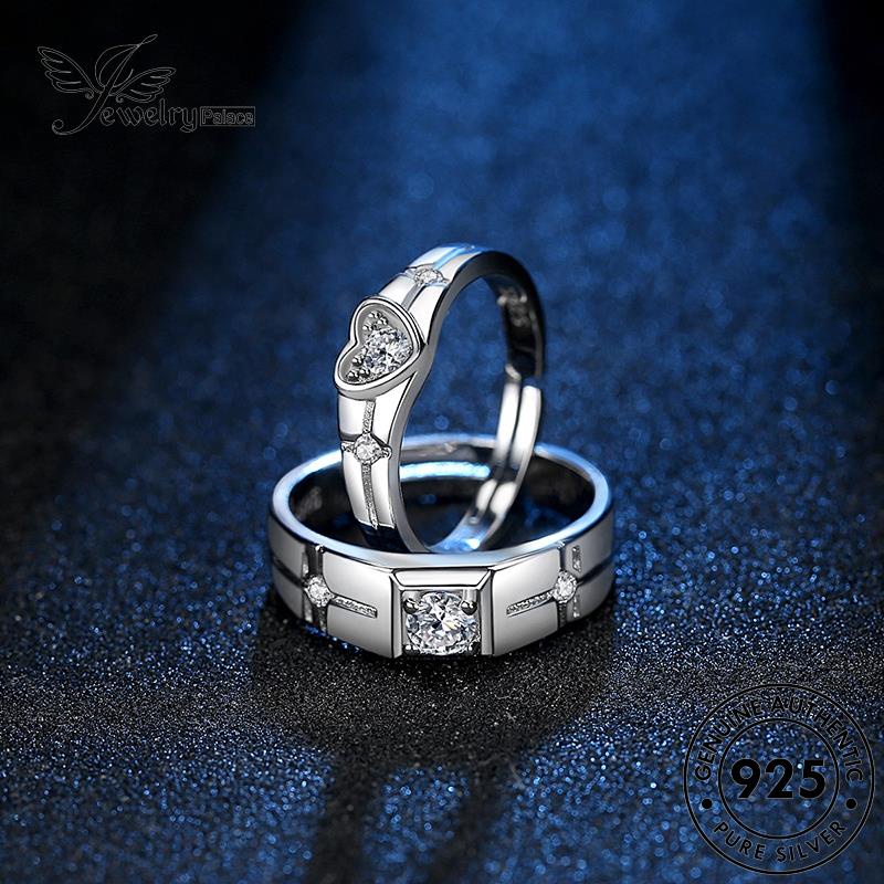 Jewelrypalace Cincin Berlian Perak925 Love Asli Moissanite Pasangan Kepribadian R72