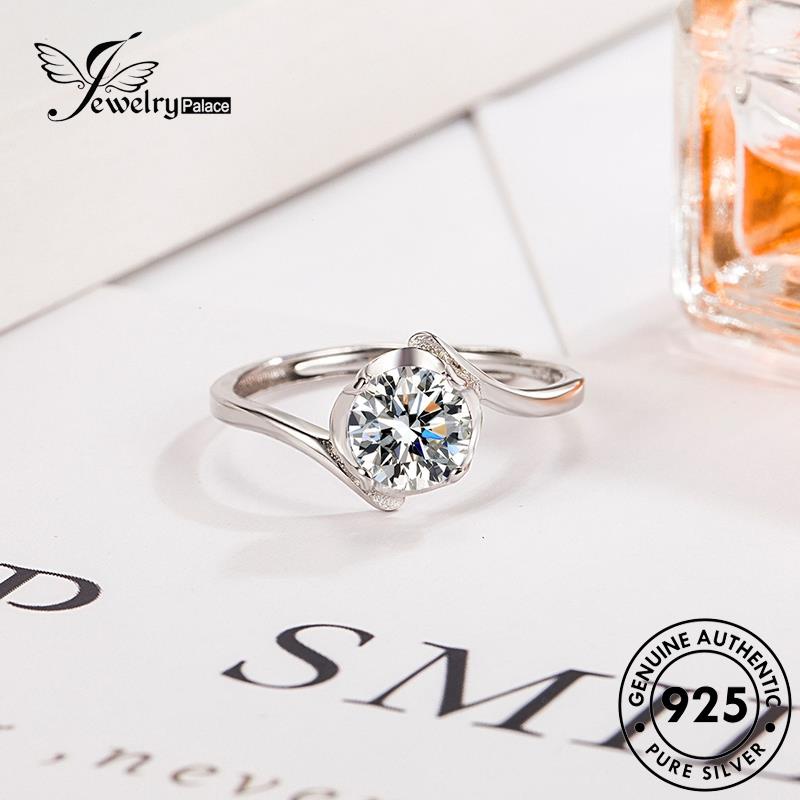 Jewelrypalace Twist Wanita925 Opening Diamond Moissanite Cincin Perak Asli Lengan R136