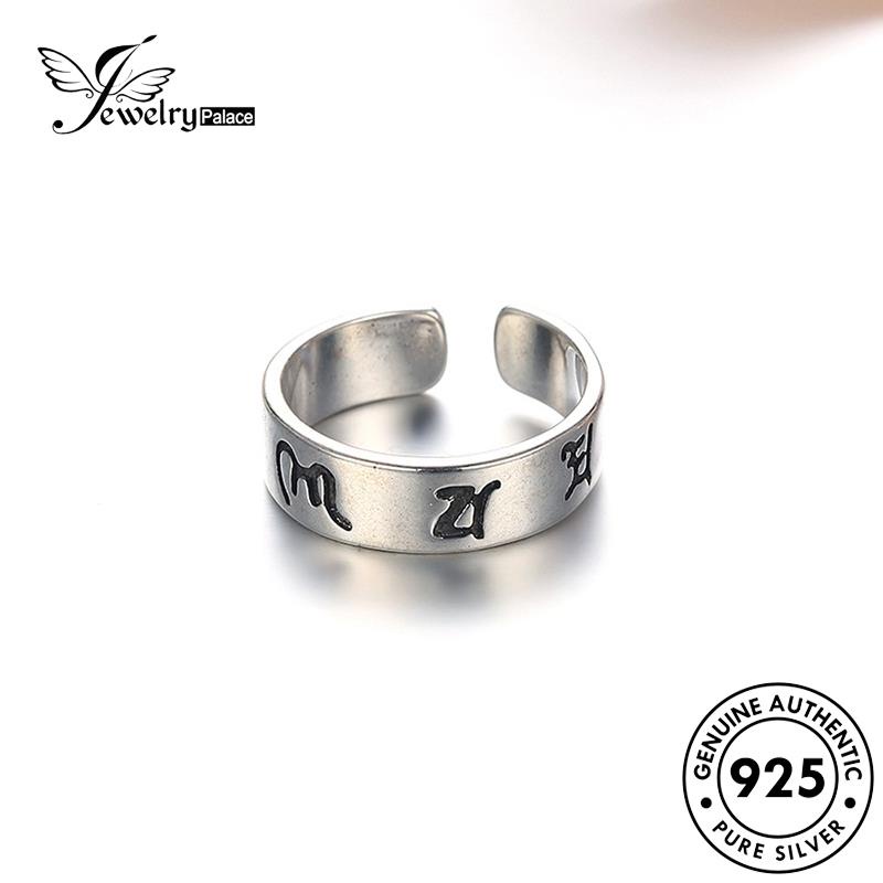 Jewelrypalace Original Cincin Enam Karakter Retro925 Mantra Perak Wanita R185