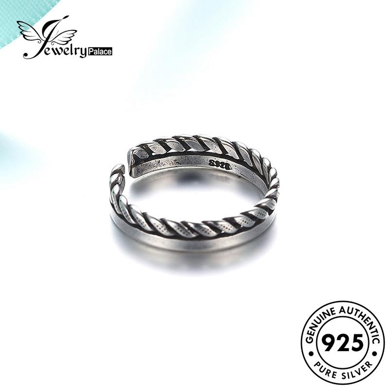 Tempat Perhiasan Cincin Perak Wanita Asli Tali Lilit925 Vintage R263