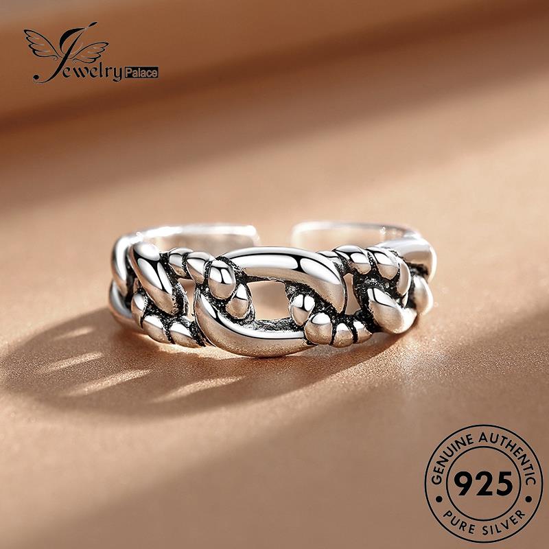 Tempat Perhiasan Wanita Rantai925 Cincin Perak Vintage Asli R293