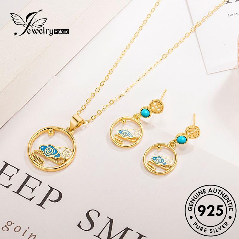 Jewelrypalace Wanita925 Set Perak Asli Menguntungkan Kalung Awan Retro S11