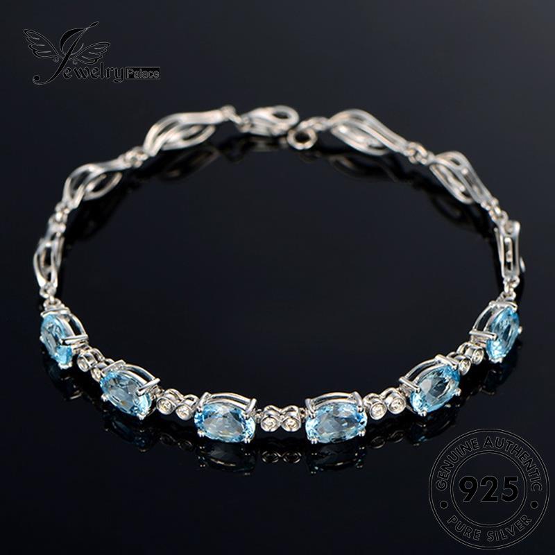 Jewelrypalace Mewah Perak925 Asli Aquamarine Gelang Wanita B30