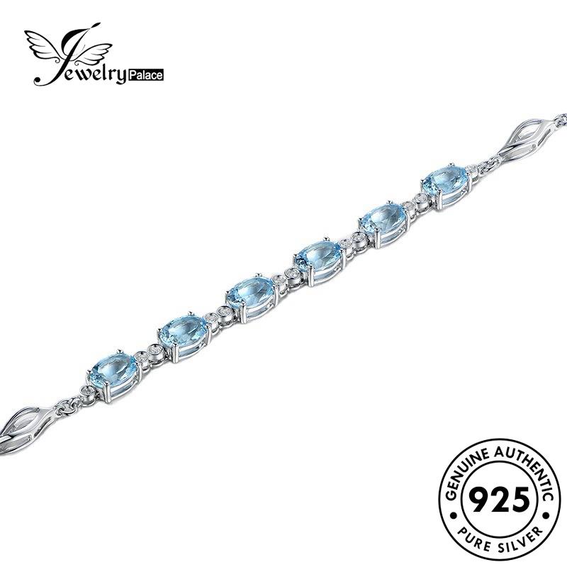 Jewelrypalace Mewah Perak925 Asli Aquamarine Gelang Wanita B30