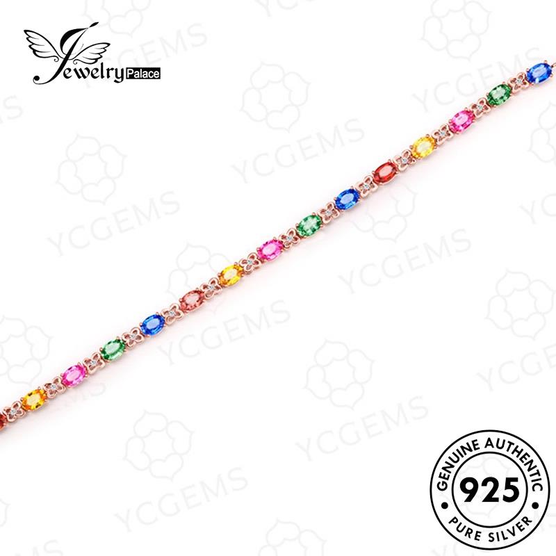 Jewelrypalace Gelang Emas Perak Wanita 925 Kristal Kotak Asli B32