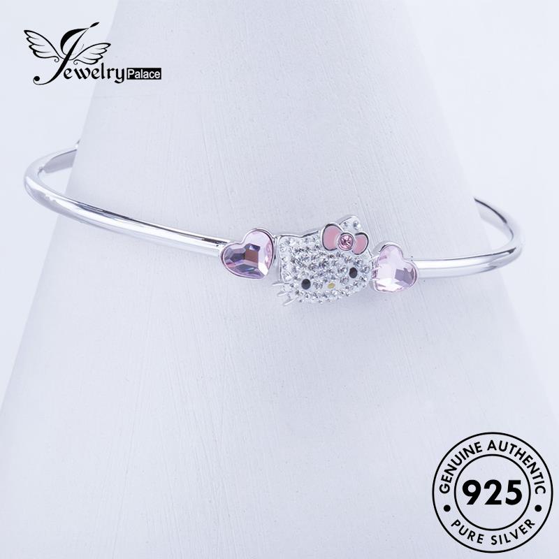 Jewelrypalace Gelang Kristal Berlian Kucing Pink The Women Silver Asli925 B137