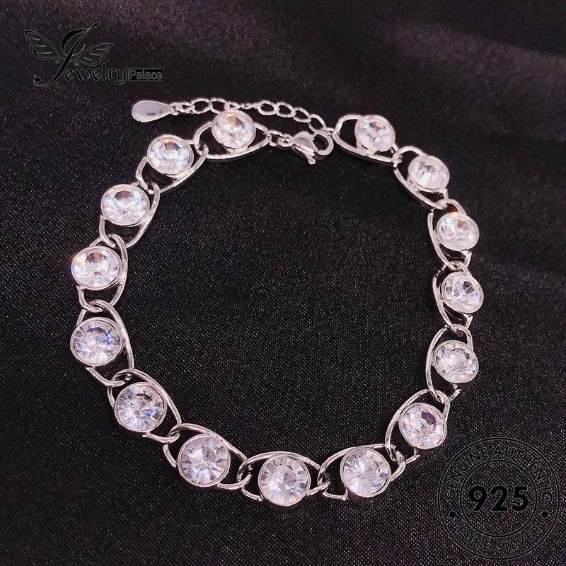 Jewelrypalace Fashion Perak Bulat Asli Berlian925 Moissanite Berlian Wanita Gelang B526