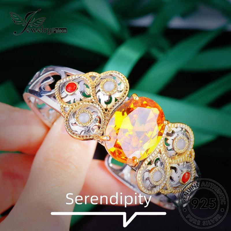 Jewelrypalace925 Wanita Kerawang Gelang Kerawang Kerawang Perak Asli Citrine B573