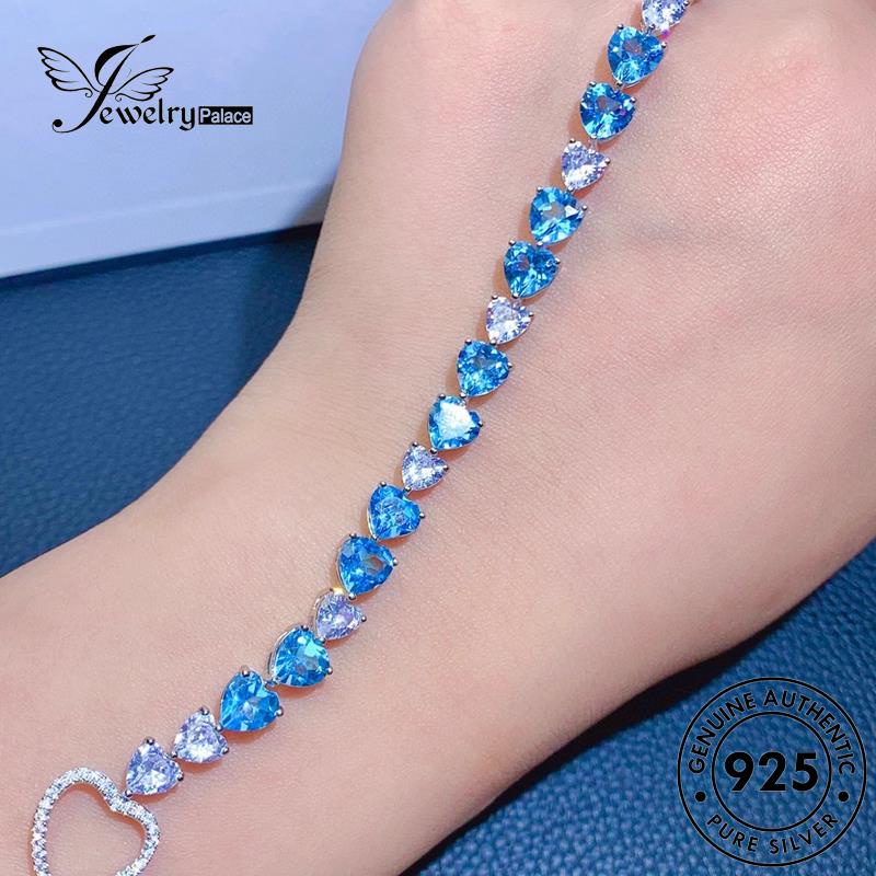 Jewelrypalace Silver Love Sapphire Wanita Asli Gelang Mewah925 Cahaya B597