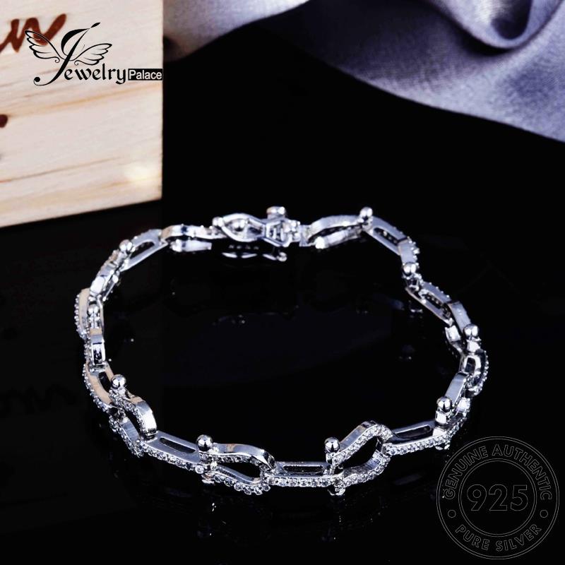 Jewelrypalace Gelang Perak925 Berlian Moissanite Wanita Asli Fashion Tapal Kuda B551