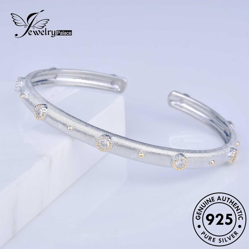 Jewelrypalace Gelang Emas Moissanite Perak Wanita925 Retro Asli Berlian Disikat B559