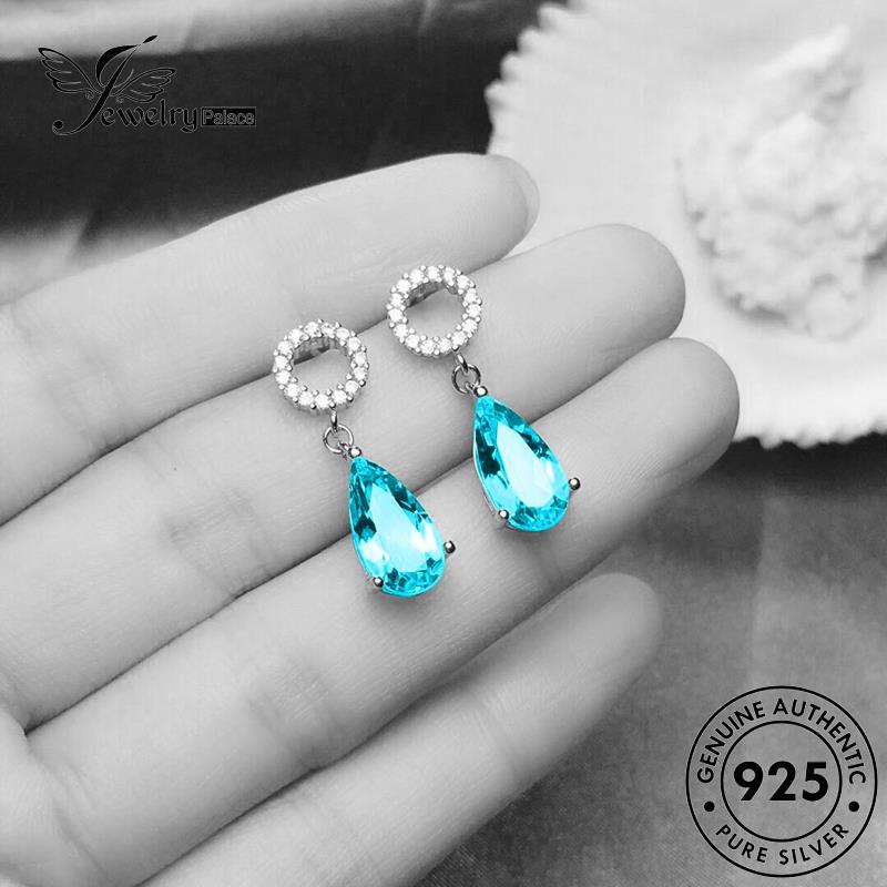 Jewelrypalace Wanita925 Anting Citrine Bentuk Emas Perak Asli Drop Stud E44