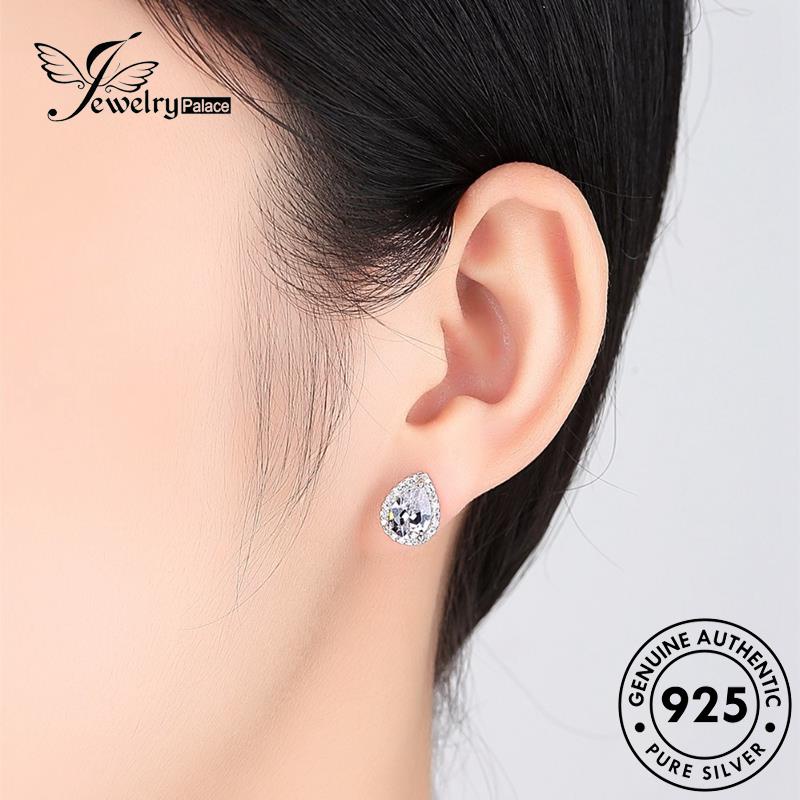 Jewelrypalace Anting Perak Asli Drop Berlian Moissanite Bentuk Wanita925 Stud E283