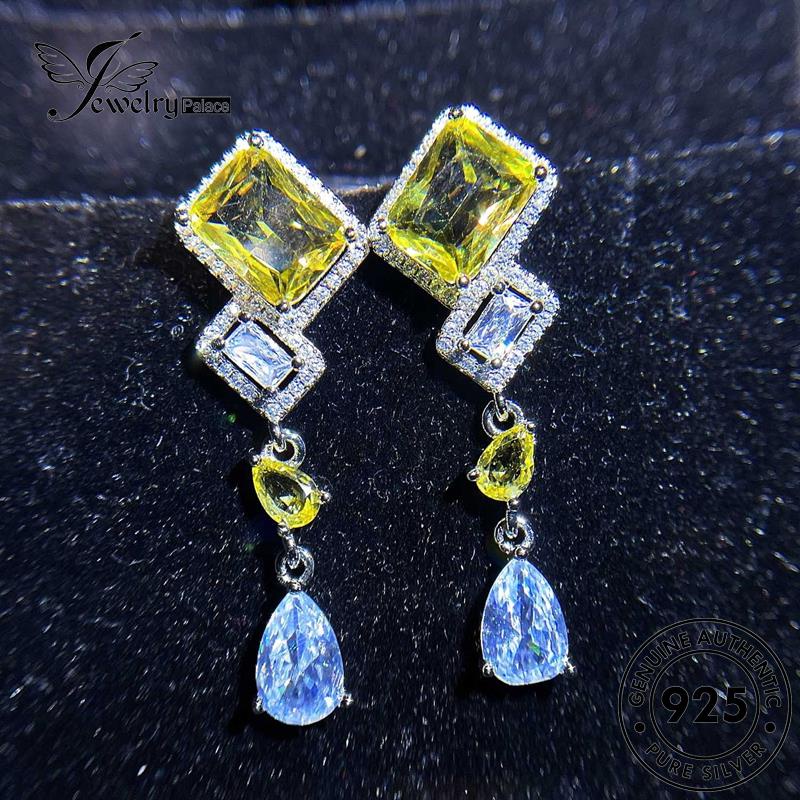 Jewelrypalace Anting Citrine Square Perak Wanita Asli925 Stud E821