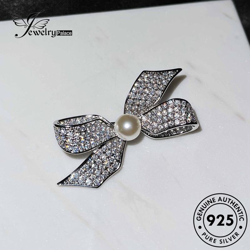 Jewelrypalace Anting Tusuk Perak Mutiara925 Asli Wanita Dasi Kupu E859