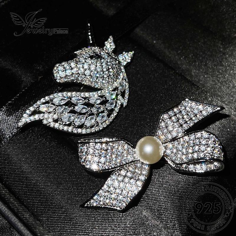 Jewelrypalace Anting Tusuk Perak Mutiara925 Asli Wanita Dasi Kupu E859