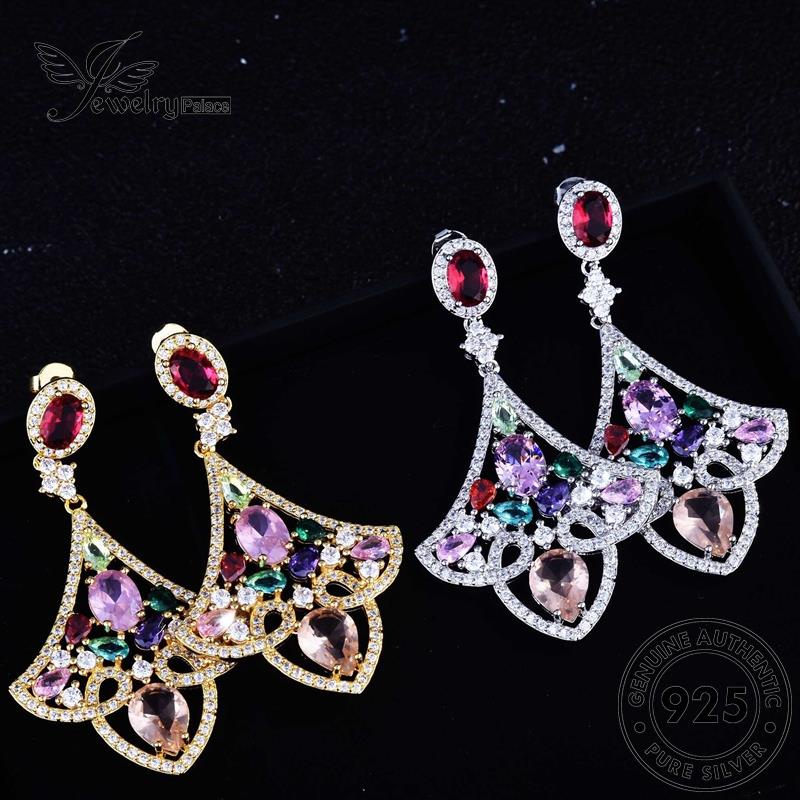 Jewelrypalace Sektor Wanita Emas Pink Anting Kristal Berlian Stud Perak925 Asli E838