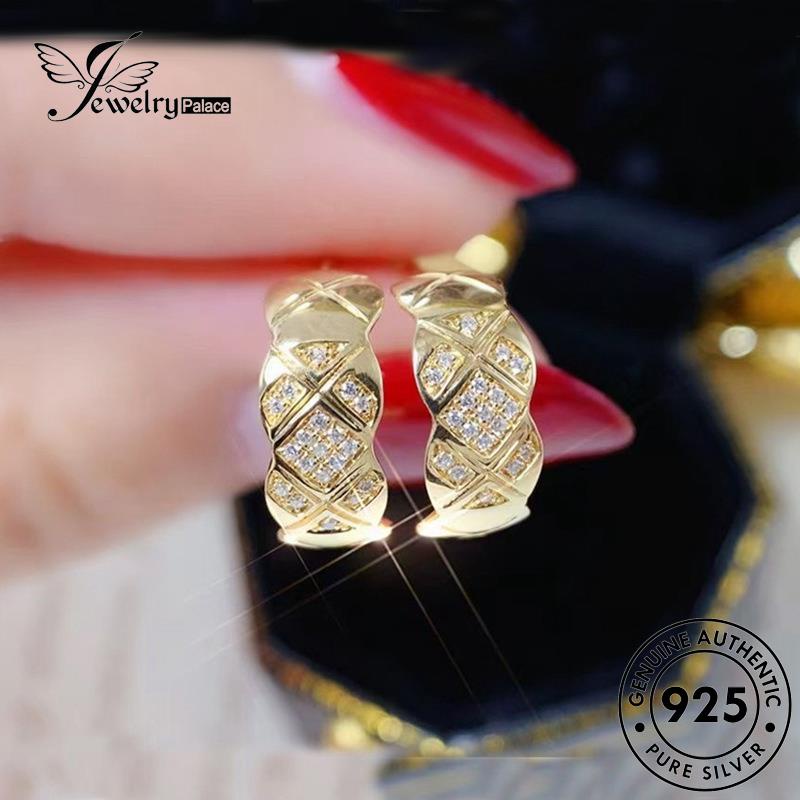 Jewelrypalace925 Lozenge Berlian Moissanite Stud Emas Asli Anting Perak Wanita E889