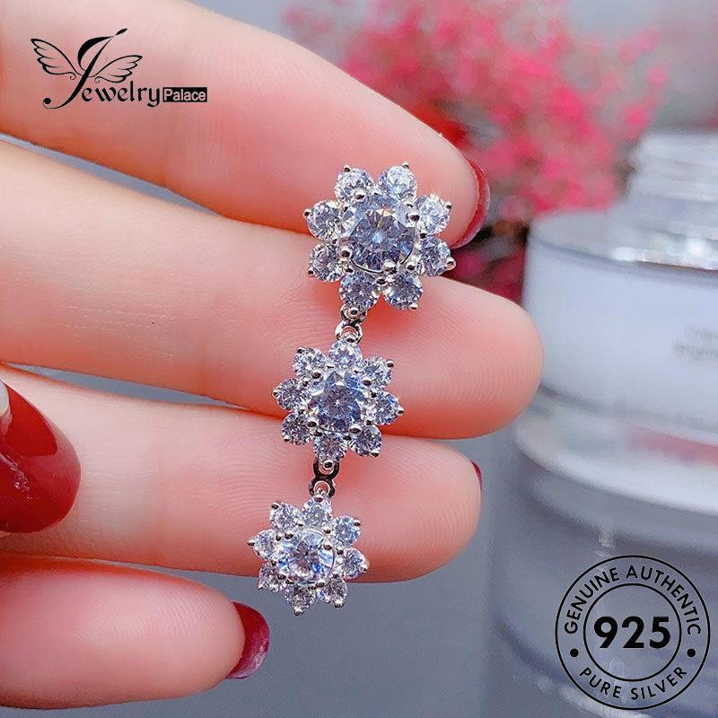 Jewelrypalace Asli Stud Wanita Perak Bunga Matahari925 Anting Safir E922