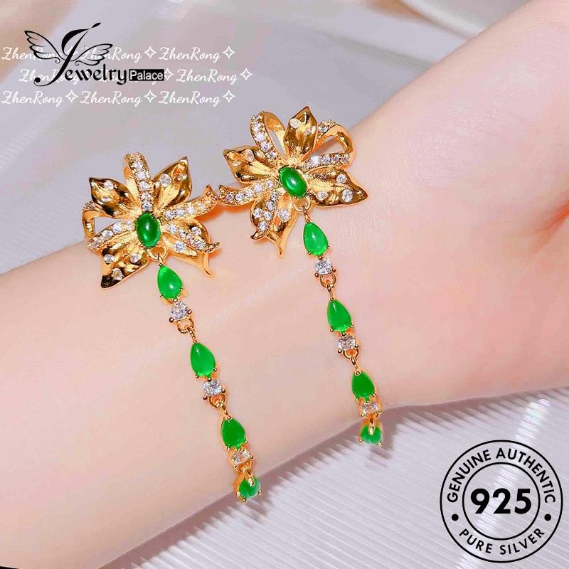 Jewelrypalace Wanita Anting Tusuk Dasi Kupu Kupu Asli Perak925 Emerald E979