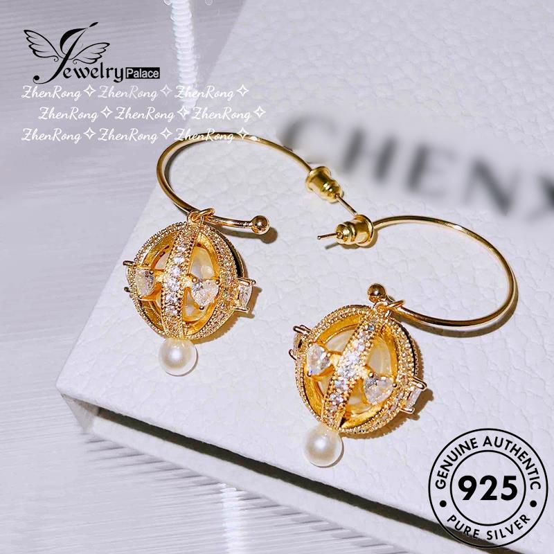 Jewelrypalace Anting Bulat925 Wanita Emas Asli Tusuk Silver Mutiara E990