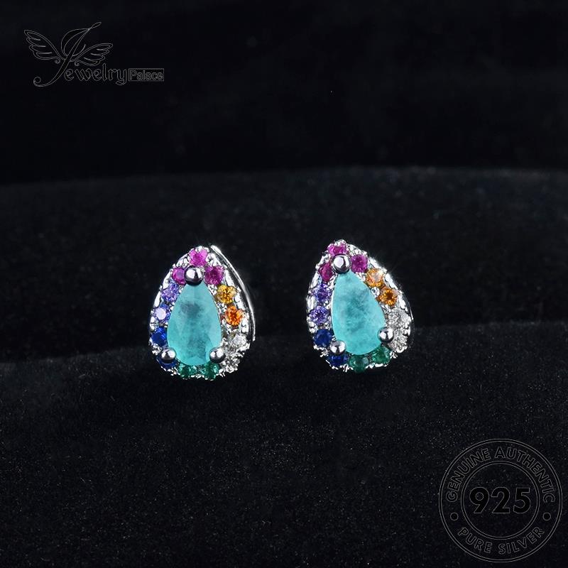 Jewelrypalace Wanita925 Stud Bentuk Anting Perak Asli Drop Sapphire E1080