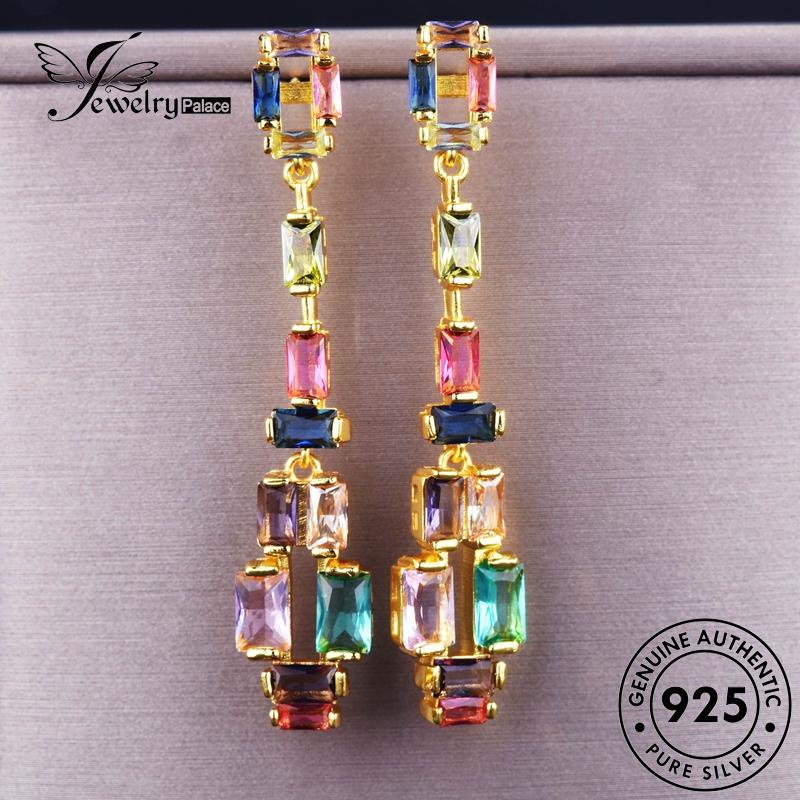 Jewelrypalace Wanita Anting Sapphire Tusuk Persegi Perak925Kolom Asli E1082