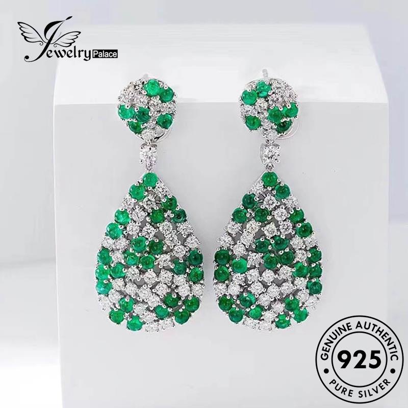 Jewelrypalace Shape Anting Perak Asli Emerald925 Stud Wanita Pear E1218