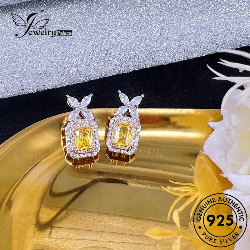 Jewelrypalace Original Tusuk Busur Perak Citrine Dasi925 Anting Wanita E1272