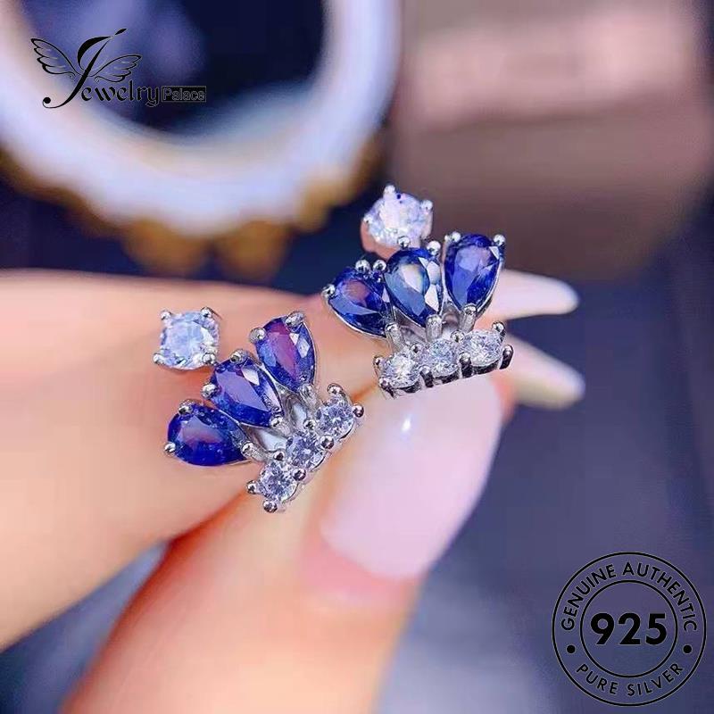 Jewelrypalace Silver Stud Asli Anting Mahkota Wanita Safir925 E1299