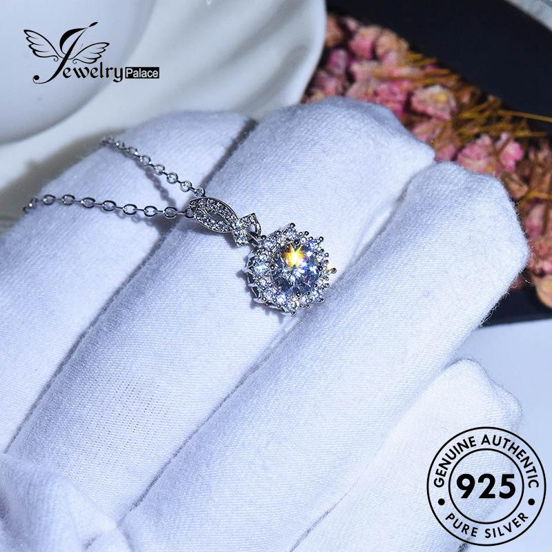 Jewelrypalace925 Kalung Asli Wanita Berlian Moissanite Perak Halus N199