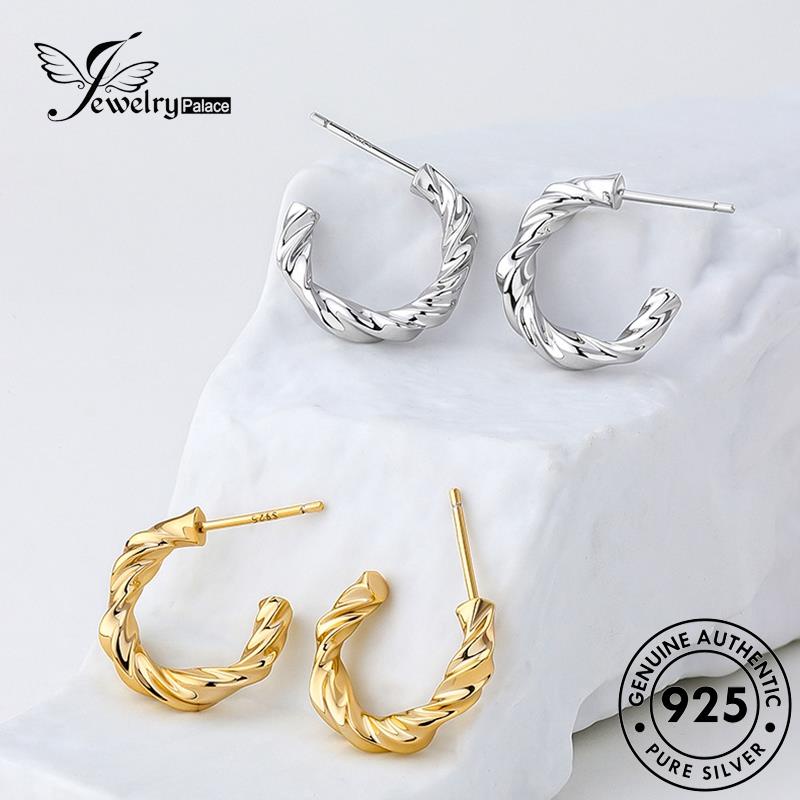 Jewelrypalace Anting Perak Lilit Wanita Hoop925 Emas Asli E1307