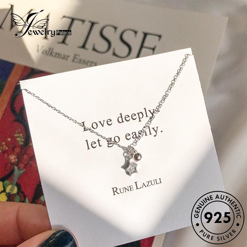 Jewelrypalace Perak Wanita Berujung Lima Fashion Bintang Asli Berlian Kalung Moissanite925 N362