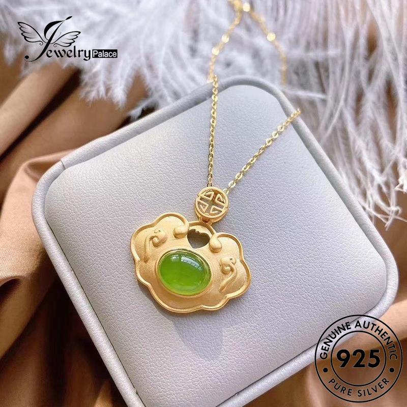 Jewelrypalace Menguntungkan Retro925 Awan Wanita Perak Kalung Giok Asli N475