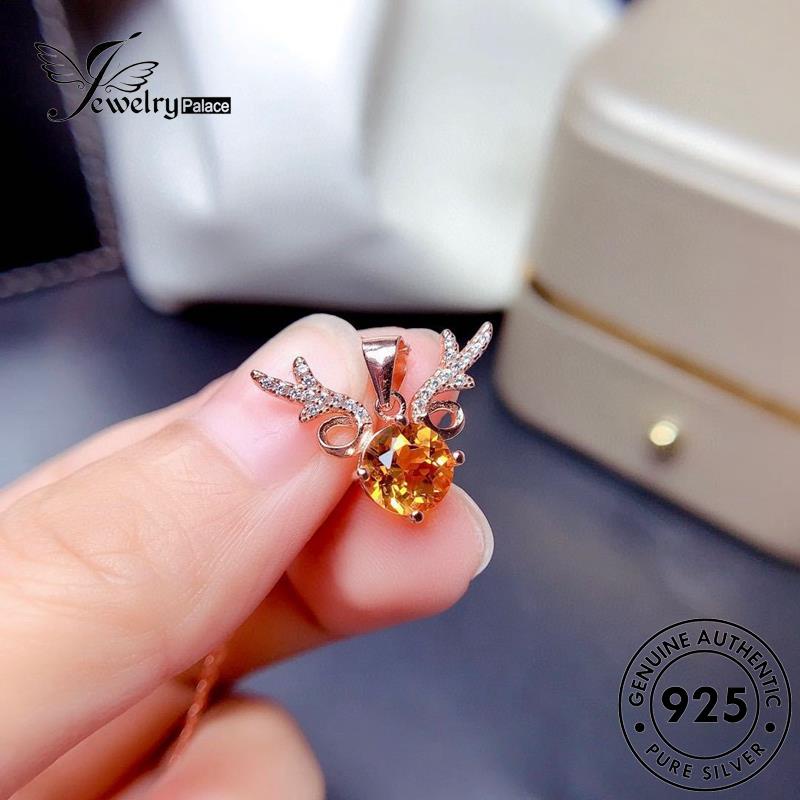 Jewelrypalace Emas Asli Perak Elk Citrine Lucu925 Wanita Kalung N939