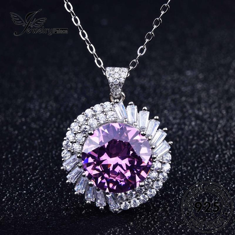 Jewelrypalace Berlian Bulat Asli Silver Pink Kalung Wanita Kristal925 Fashion N941