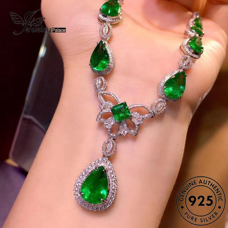 Jewelrypalace Asli Emerald Drop Fashion925 Kalung Perak Wanita N1010