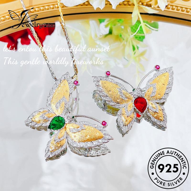 Jewelrypalace Asli925 Kalung Perak Wanita Emerald Butterfly Fashion N1132