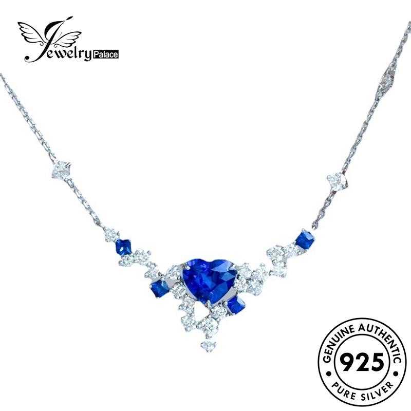 Jewelrypalace Asli Wanita Love Simple Kalung Safir Perak925 N1111