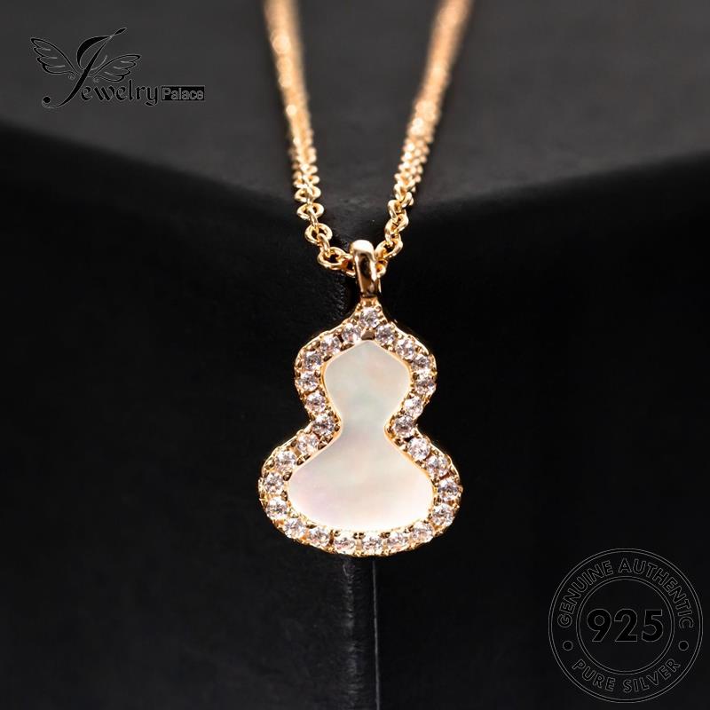 Jewelrypalace925 Kalung Wanita Fashion Giok Perak Labu Emas Asli N1175