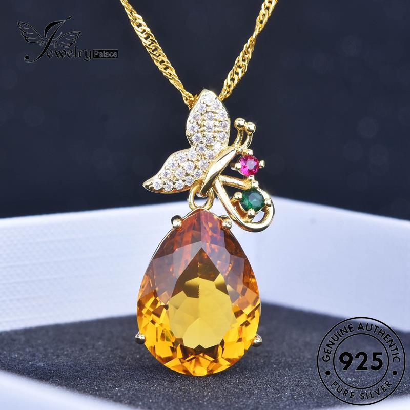 Jewelrypalace Kalung Perak Asli Wanita Kreatif Citrine Butterfly925 N1176