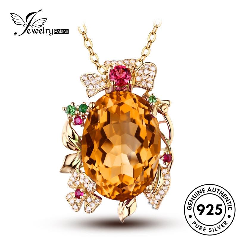 Jewelrypalace 925asli Fashion Kalung Wanita Oval Citrine Silver N1179